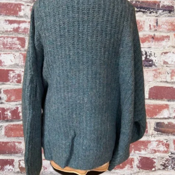 Blue Button Down Balloon Sleeve Cardigan - Picture 3 of 8